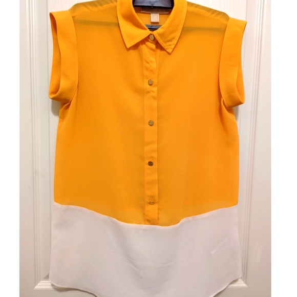 Michael Kors Yellow White Blouse - Picture 2 of 4